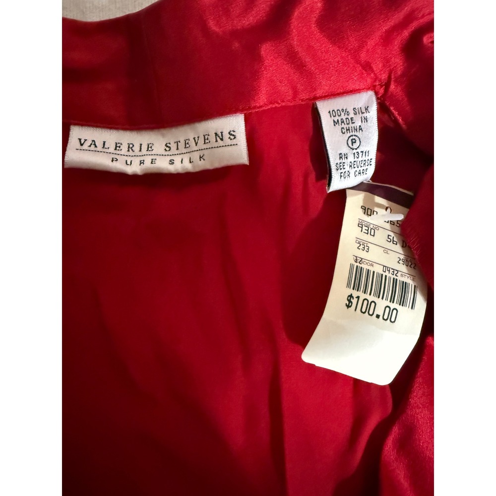 Vintage Valerie Stevens‎ Pure Silk Pajama Red 2 Piece Sleepwear NWT Petite Small - Picture 5 of 10